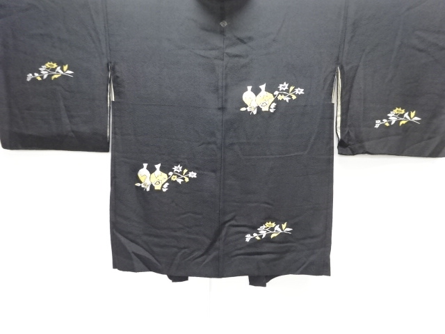 大正ロマン　壷に枝花模様織り出し一つ紋羽織